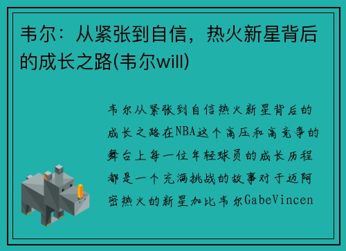 韦尔：从紧张到自信，热火新星背后的成长之路(韦尔will)